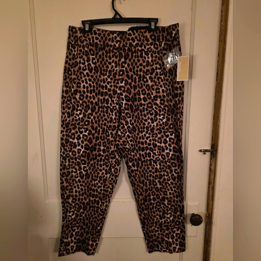 Ladies New Michael Kors Dark Camel Size 14W Zip Hook Pants